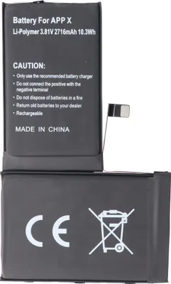 Produktbild von Akku passend für Apple iPhone X 616-00351 Li-Polymer 3,81 Volt 2716mAh 10,3Wh built-in ohne Werkzeug