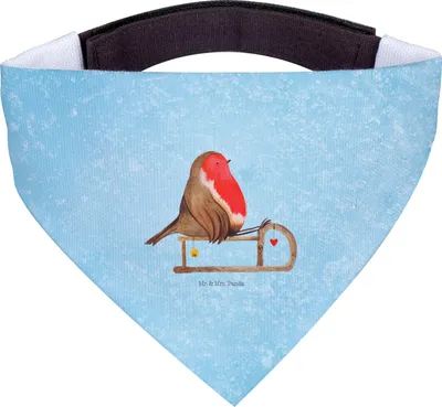 Produktbild von Mr. & Mrs. Panda Hundehalstuch Rotkehlchen Schlitten - Eisblau - Geschenk, Weihnachten, Hundeschal, Hunde Halstuch, Hund, Vogel, Tuch