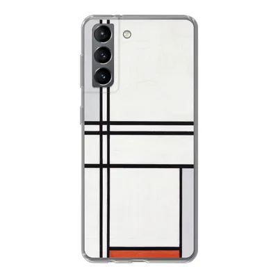 Produktbild von MuchoWow® Handyhülle Schutzhülle Hülle für Samsung Galaxy S21 Komposition 1 mit Rot und Grau - Piet Mondrian Silikon Softcase Handy Hülle - Softcase