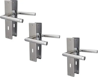 Produktbild von Türbeschlag 3er Set, Edelstahl satiniert für Zimmertüren, Türklinke Türgriff Türbeschlag