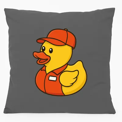 Produktbild von Huuraa Kissen Quietscheente Einzelhandel Comic Gummiente 40x40cm mit Füllung Steel Grey Baumwolle Dekokissen Geschenkidee