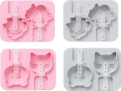 Obrázok produktu pre CANDeal 4-pack cheese skewer mold, jumbo cat, dinosaur, bear, silikónová forma na lízanky, silikónové formy na ľadový pop, 2 dutiny, domáca zmrzlina na paličke, forma na zmrzlinu, zvieratá S 8 tyčinkami na opakované použitie