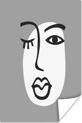 Produktbild von MuchoWow® Poster Gesicht - Frau - Schwarz - Weiß 120x180 cm - Kunstposter