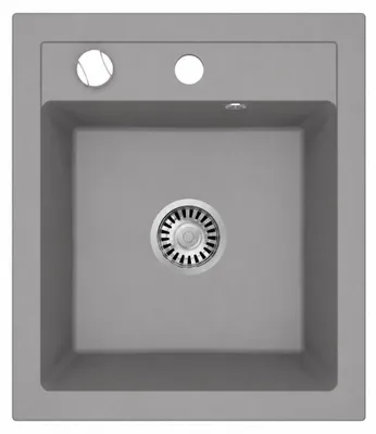 Produktbild von [Granitspüle 49x52 ] beidseitig Montierbar  Eckig Einbaugranitspüle Granit Spülbecken f. Unterschränke ab 45 cm inkl.Siphon Set, Farben:Grau