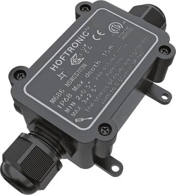 Image de HOFTRONIC - Boîte dérivation IP68 126x62x39mm 2 voies Noir pour câbles 4-11mm