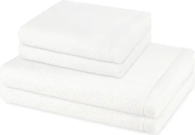 Produktbild von Möve Bliss 2 X Handtuch 2 X Duschtuch im Set Extra weich mit angenehmem Massageeffekt, Moderne Perlstruktur und breiter Saum, Praktischer Kordelaufhänger für einfache Aufbewahrung