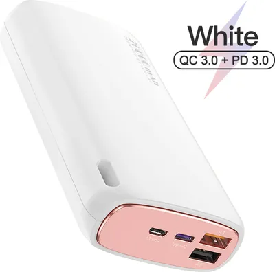 Image de 18w Charge rapide Power Bank 20000 Mah Portable Téléphone portable Batterie externe Powerbank Blanc