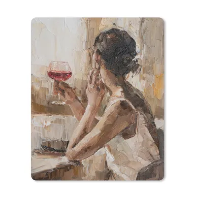 Produktbild von MuchoWow® Mauspad Mousepad Gemälde - Ölgemälde - Frau - Wein 30x40 cm - Mousepads - Maus Mat - Pad - Mausunterlage - Mausmatten