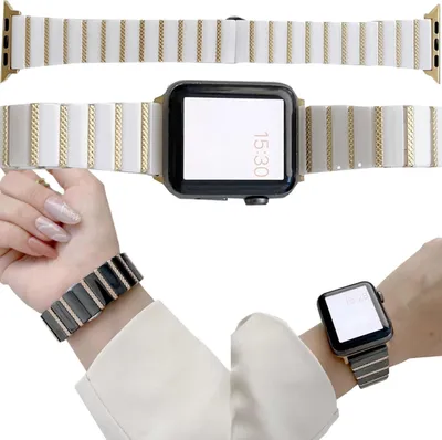 Immagine prodotto di Per Apple Watch Series 9 8 7 41 / 6 SE 5 4 40 / 3 2 1 38mm Vetroceramica acciaio sostituzione Bracciale Smart Watch Nuovo
