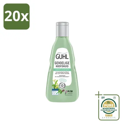 Imagen del producto de 20 unidades de champú Guhl para cuero cabelludo sensible, 250 ml, pack ahorro