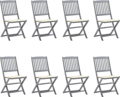 Produktbild von Klappbare Gartenstühle 8 Stk. mit Kissen Massivholz Akazie
