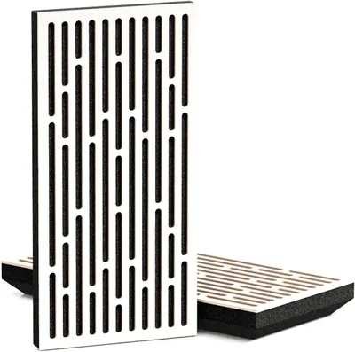 Obrázek produktu pro Balení 4 kusů – Tenký, zvukově izolační akustický panel K1, rozptylující zvuk | 50x25 cm | Reflexe | Tloušťka – Barva: [33 mm | Bílá]