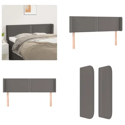 Produktbild von vidaXL Kopfteil mit Ohren Grau 147x16x78/88 cm Kunstleder - Kopfteil - Kopfteile - Bett-Kopfteil - Bettkopfteil