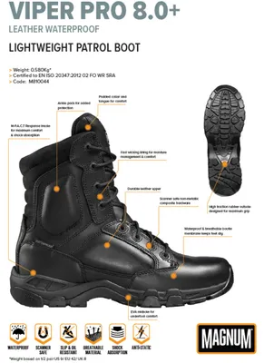 Productafbeelding van Magnum MAGNUM uniformschoenen heren -Viper Pro 8.0 Leather En + - Waterproof - Zwart  43