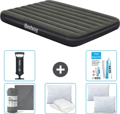 Produktbild von Bestway Luftmatratze - Französisches Bett - 137 x 191 x 25 cm - Grün - Im Lieferumfang enthalten Zubehör