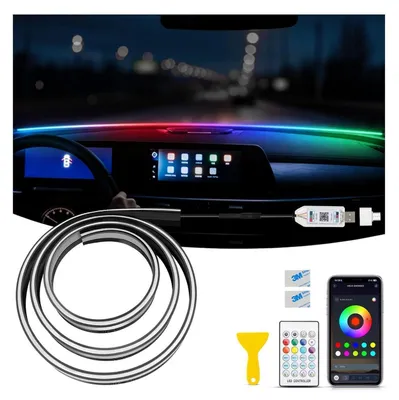 Immagine prodotto di Illuminazione ambientale LED per auto, 150 cm, illuminazione interna RGB con riduzione del rumore, 16 milioni di colori, controllo tramite app