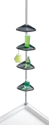 Produktbild von WENKO Teleskop Stange Duschecke Compact Regal Ecke Dusche 4 Ablagen Badewannen