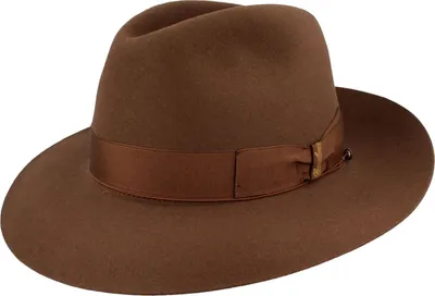 Borsalino feiner Haarfilzhut breite Bogartform in braun