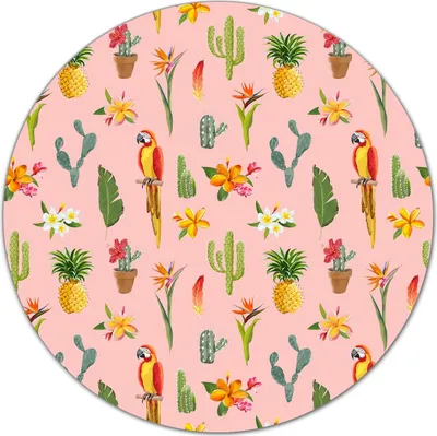 Produktbild von Glas-Herdabdeckplatte Glaskeramikkochfeld-Abdeckung Schneideplatten - 40 cm - Papagei Blumen rosa