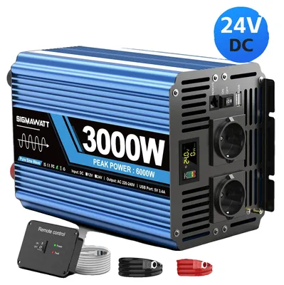 Productafbeelding van Omvormer, 3000W nominal vermogen, 6000W piekvermogen, 24V 3000W (6000W piek)