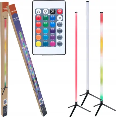 Zdjęcie produktu dla Lampa podłogowa stojąca kolorowa LED 120cm USB-C ambientowe RGB + pilot