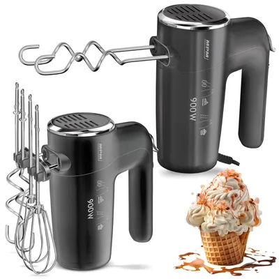 Handmixer 900 W, 6 Stufen + Turbo, 4 Rührstäbe