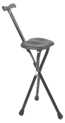 Immagine prodotto di Bastone da passeggio con seduta - Alluminio - Altezza 87 cm - Nero