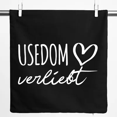 Produktbild von Huuraa Kissenbezug Usedom verliebt 40x40cm Black Baumwolle Dekokissenbezug Geschenkidee