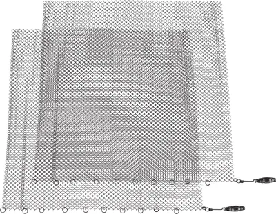 Image de Rideau de maille pour cheminée 2 panneaux de remplacement pour cheminée à bois Noir 24x22in