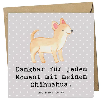 Produktbild von Mr. & Mrs. Panda Klappkarte Chihuahua Moment - Grau Pastell - Geschenk, faltkarte, Grußkarte, doppelkarte, Glückwunschkarte, anlasskarte
