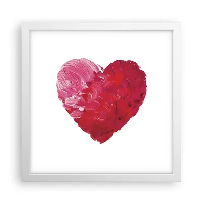 Produktbild von Gerahmtes Poster - Weißer Rahmen - Rot Herz Aquarell - 30x30 cm - Wand Bild - Wanddeko - Wandbilder - Kunstposter - Wandposter - Bilderrahmen - Bilder - Kunstdruck - Wandbild - P2WAC30x30-4158