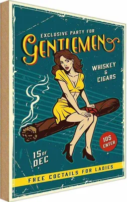 Produktbild von vianmo Holzschild 40x30 cm Pinup exclusive party gentlemen Pin Up
