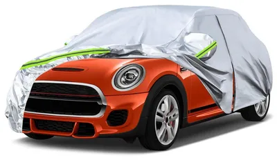 Image de Housse de protection pour voiture, adaptée aux Mini Cooper 3 portes, modèles de 2000 à 2022. Résistante aux intempéries, imperméable et résistante aux UV. Couleur : argent