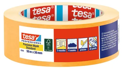 Produktbild von 6x tesa Präzisionkrepp Standard 4344, 50m x 38mm, orange | 1 Rolle