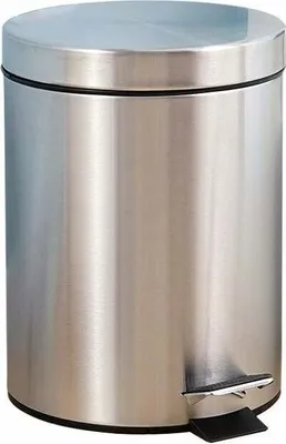 Produktbild von Kosmetikeimer aus matt gebürstetem, rostfreiem Edelstahl, 3 Liter, mit Deckel, Treteimer für Bad und WC, 17 x 17 x 24,5 cm