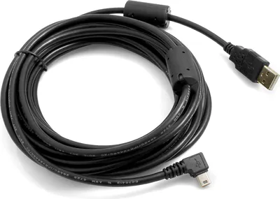 Produktbild von SYSTEM-S Mini USB Kabel Winkelstecker Links gewinkelt auf USB Typ A Stecker Daten- und Ladekabel 5m