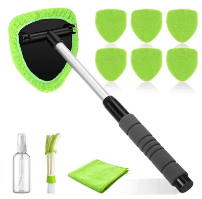 Image de Nettoyant pour vitres de voiture avec 6 chiffons en microfibre