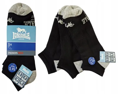Image de Lonsdale Chaussettes Basses Frotte Noir Lot de 3