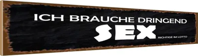 Produktbild von vianmo Holzschild 10x46 cm ich brauche dringend Sex Dekoration