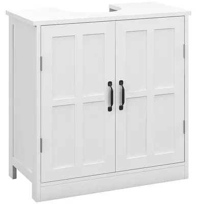 Image de kleankin Meuble sous lavabo salle de bain meuble sous vasque armoire de rangement pour lavabo avec double porte et étagère réglable, 60 x 30 x 60 cm, blanc