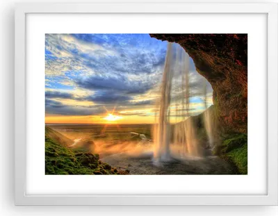 Produktbild von Gerahmtes Poster - Weißer Rahmen - Wasserfall Natur Park Sonne - 40x30 cm - Wand Bild - Wanddeko - Wandbilder - Wandposter - Bilderrahmen - Bilder - Kunstdruck - Wandbild - P2WAA40x30-2716