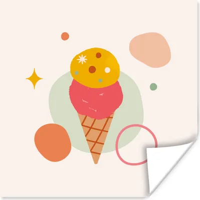 Produktbild von MuchoWow® Poster Eiscreme - Pastell - Sommer 50x50 cm - Wohnzimmerdekoration