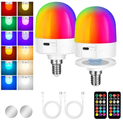 Obrázok produktu pre E14 USB-C dobíjateľná žiarovka s diaľkovým ovládaním, 3W, 9 RGB farieb