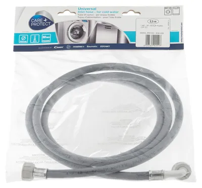 Wasserschlauch 2,5 m, grau, Kunststoff, 3/4 Zoll, gerade/gebogen