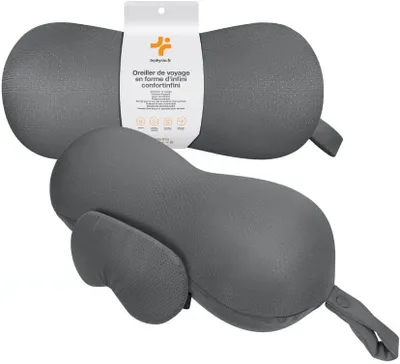 Produktbild von Doppelseitiges Reisekissen aus Memory-Schaum im Infinity-Design, 33 × 13 cm, mit Schlafmaske
