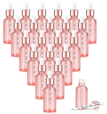 20 rosa Pipettenfläschchen 100 ml mit Skala und Zubehör