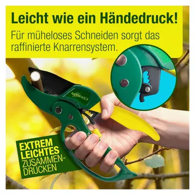 Produktbild von Gartenschere mit Stahlklinge - Heckenschneider - Astschneider - Rosenschneider - Baumschneider & Gartenschneider - Ernteschneider - Blumenschneider - Pflanzenschneider - Knarrengartenschneider - Gartengeräte