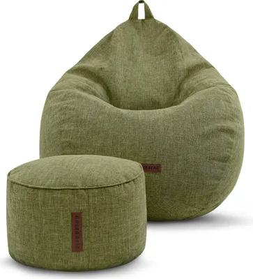 Produktbild von Green Bean® 2er Set Indoor XXL Sitzsack "Home Linen" + Hocker mit EPS Perlen Füllung - Grün