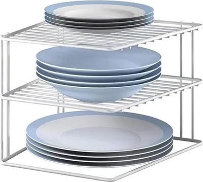 Produktbild von Praktischer Eckschrank-Organizer mit 2 Ebenen - Platzsparend - Weiß