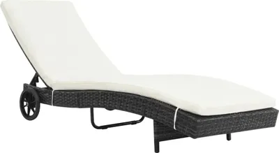 Zdjęcie produktu dla VidaXL 44454, Lounge, Obite siedzisko, Polietylen, Rotang, Stal, Czarny, Kremowy, Biały, 1990 mm, 600 mm